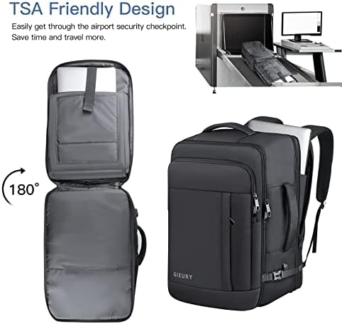 Gieury flight approved rucksack showing briefcase convertible handles and luggage trolley strap
