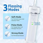 White SYNHOPE water teeth cleaner showing three cleaning mode indicator lights.