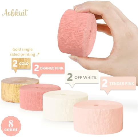 Aobkiat crepe paper streamers arranged neatly to highlight the color gradient for party backdrops.