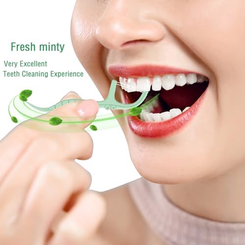 Holy Rose dual action cleaning flossing sticks laid out neatly to display the 300 count bulk value pack.