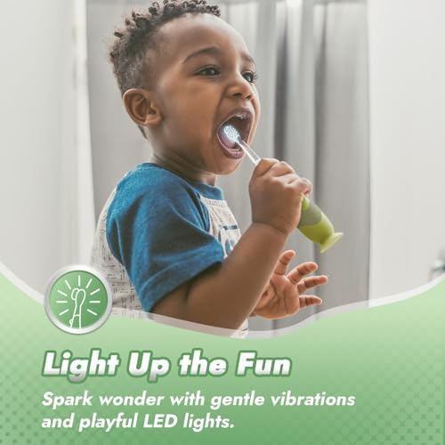 Papablic toddler electric toothbrush suction cup base holding the unit upright on a bathroom counter.