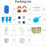 Close up of Dentureway moldable material and synthetic teeth for dentures