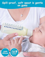 Six count pack of level two imported baby bottle nipples for three months plus.