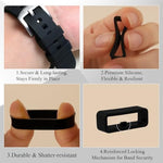 Replacement strap retainer loops in black and white colors displayed side by side.