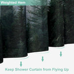 ORTIGIA misty forest bathroom accessory set neatly packaged with twelve metal rings shown clearly.