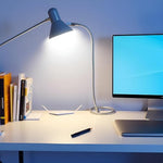 Labriciyon flexible reading and writing accessory lamp showing a close up of the premium silver finish
