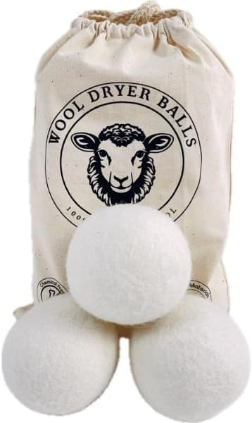 Extra large natural fabric softener balls inside storage bag