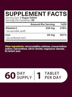 Close-up of Vitacook authentic imported USA iron supplement tablets