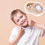 Decorative wooden tooth box used as a gift for baby memory keeping.