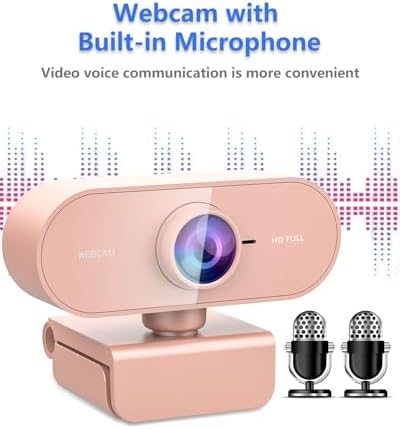 FWV pink video calling camera showcasing the integrated dual noise canceling microphones
