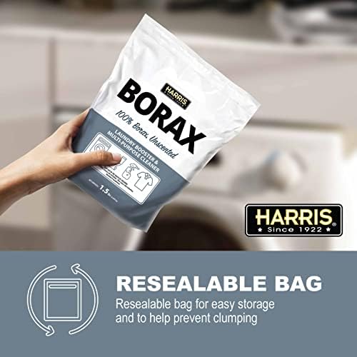 Harris 100 percent pure borax powder for domestic cleaning and laundry.