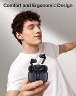 Side view of Tagry X08 earbuds showing ergonomic design