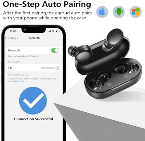 Close up shot of Kurdene Bluetooth 5.3 in ear headphones