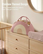 Blissful Diary cotton rope baby basket placed on a nursery changing table.