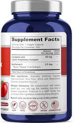 NusaPure Lycopene and Lutein Complex capsule quantity label and dosage instructions