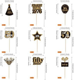 Close up of 50 Fabulous and Cheers to 50 Years cupcake toppers