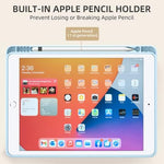 Akkerds 10.2 inch iPad case folded into stable hands-free media viewing angle