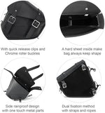 Gargoyle Bells left side luggage bag mounted securely onto a cruiser motorcycle swingarm.
