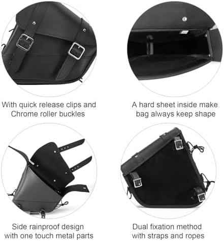 Gargoyle Bells left side luggage bag mounted securely onto a cruiser motorcycle swingarm.