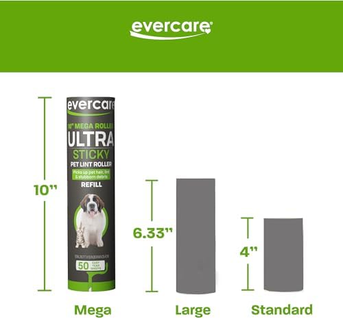 Close up of Evercare extra sticky green adhesive sheets for pet hair