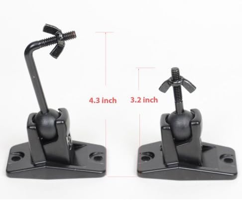 VideoSecu wall and ceiling speaker bracket showing ball and clamp rotation mechanism.