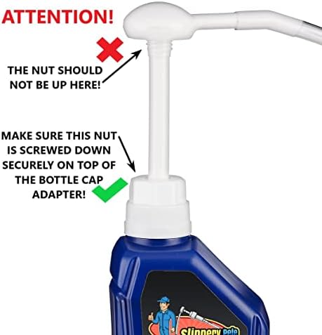 Slippery Pete fluid transfer pump with four interchangeable threaded cap adapters