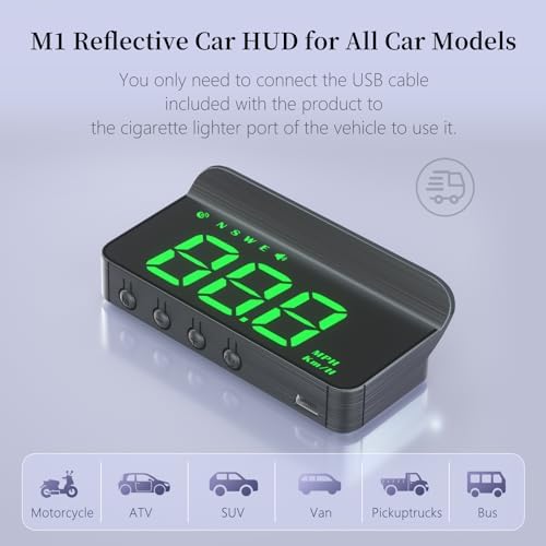 AZIJYV windshield speed projector showing night time dimming functionality for safe driving