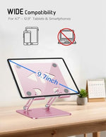 Premium multi-angle tablet holder showing the protective silicone pads and wide rubber hooks