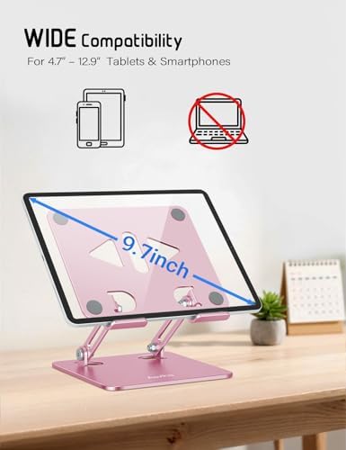 Premium multi-angle tablet holder showing the protective silicone pads and wide rubber hooks