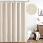 ANRODUO boho farmhouse fabric shower curtain close up texture detail