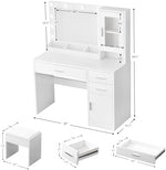 Storage layout of the ENDYOE makeup vanity displaying organized shelves and smooth-sliding drawers.