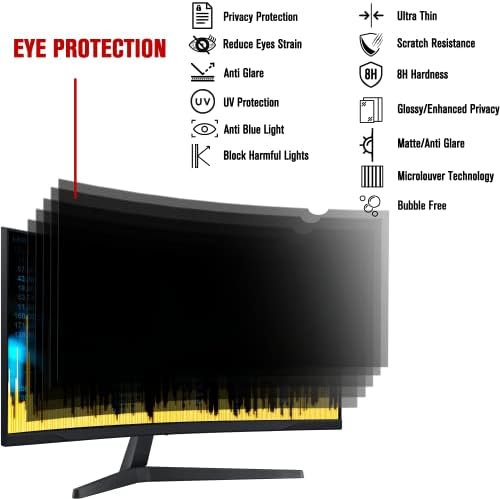 ZYY 21 by 9 aspect ratio computer privacy shield showcasing matte and glossy sides