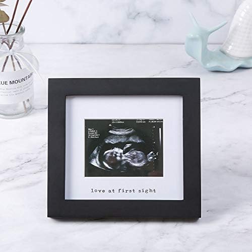IHEIPYE premium black pine wood ultrasound picture frame displayed on a nursery shelf