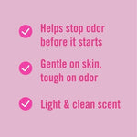 Vagisil feminine hygiene powder with Odor Block technology label details.