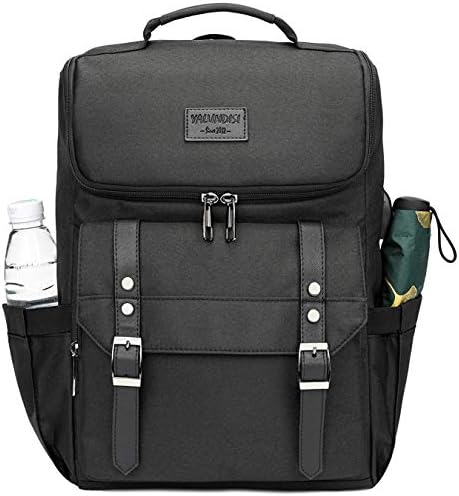 YALUNDISI college bookbag side angle highlighting elastic side pocket for water bottles