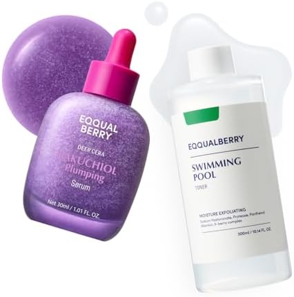 Eqqualberry Bakuchiol Serum and Swimming Pool Toner set front view packaging
