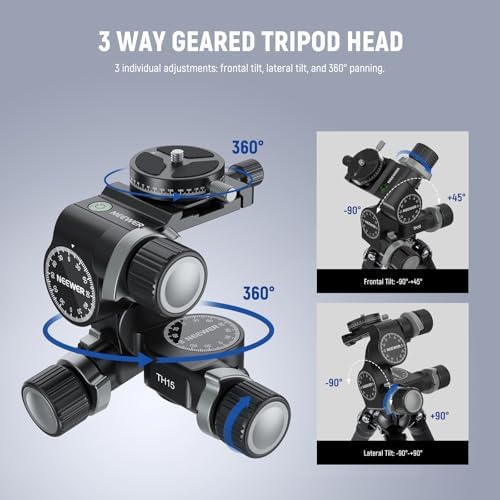 Neewer TH15 geared head showing fine adjustment knobs