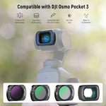 Magnetic ND filter attached to DJI Osmo Pocket 3 camera lens