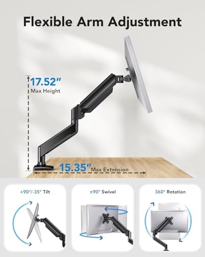 Huanuo heavy duty monitor arm holding a large curved screen