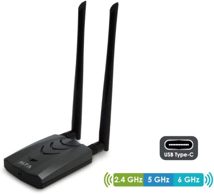 ALFA Network Wi-Fi 6E tri-band USB network dongle with 2-in-1 cable accessory