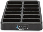 Master Grooming Tools ABS plastic storage rack showing twelve large slots for wide blades