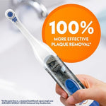 Spinbrush packaging displaying the leakproof soft switch and included double-A battery.