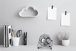Comfort Zone CZHV4S personal electric fan tilted upward highlighting the 360 degree adjustable vertical rotation feature