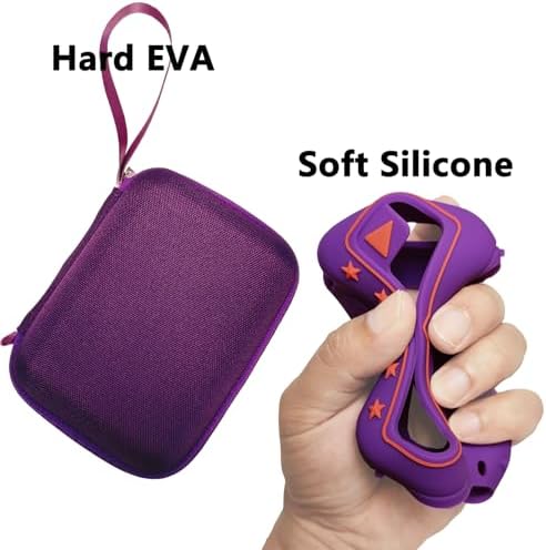 Purple silicone stand up holder sleeve with metal carabiner attached