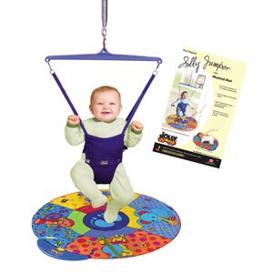 Jolly Jumper gift pack featuring the baby exerciser and musical playmat in a front view setup.