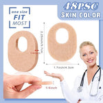 Close up of soft nude colored felt corn protectors with adhesive backing for secure fit.