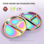 Aieve rainbow titanium toddler plates stacked view