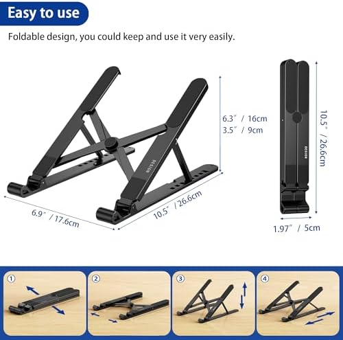 Dual front hooks on BESIGN black plastic laptop holder holding notebook securely in place