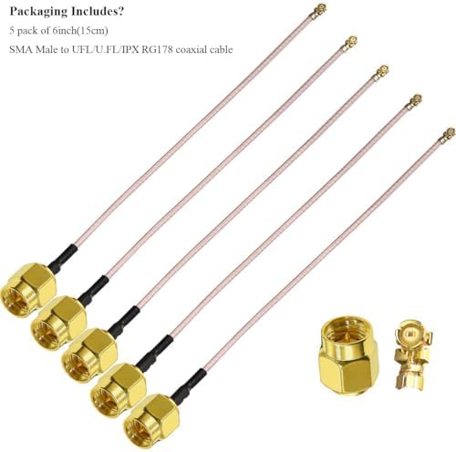 Detailed shot of the gold-plated threading on the Tuolnk SMA connector end for high-gain antennas.