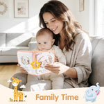AUVCAS toddler photo book being attached to a baby stroller using the star clip.